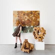Jen Bradford painting Ballast with Cedarwood Forms and model 