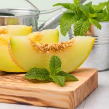 honeydew salad with ginger dressing and peanuts