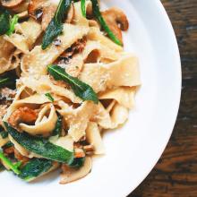 EAT | PASTA WITH PROSCIUTTO AND MUSHROOMS 