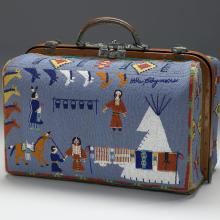 Nellie Two Bears Gates (Iháƞktȟuƞwaƞna Dakhóta, Standing Rock Reservation, 1854–1935), Suitcase, 1880–1910. Beads, hide, metal, oilcloth, and thread, 12 1/2 × 17 11/16 × 10 1/4 in. Minneapolis Institute of Arts, The Robert J. Ulrich Works of Art Purchase  