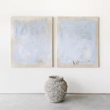 chris brandell artwork with barnacle urn vase on the floor in gallery 