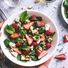 Image of Strawberry Spinach Salad with Feta and Mint