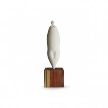 ceramic and wood artwork by stephanie martin in white and wood tones 