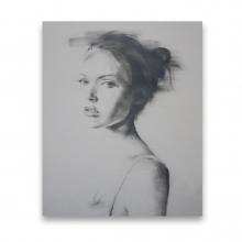 portrait of a womans face by janos hustzi on canvas 
