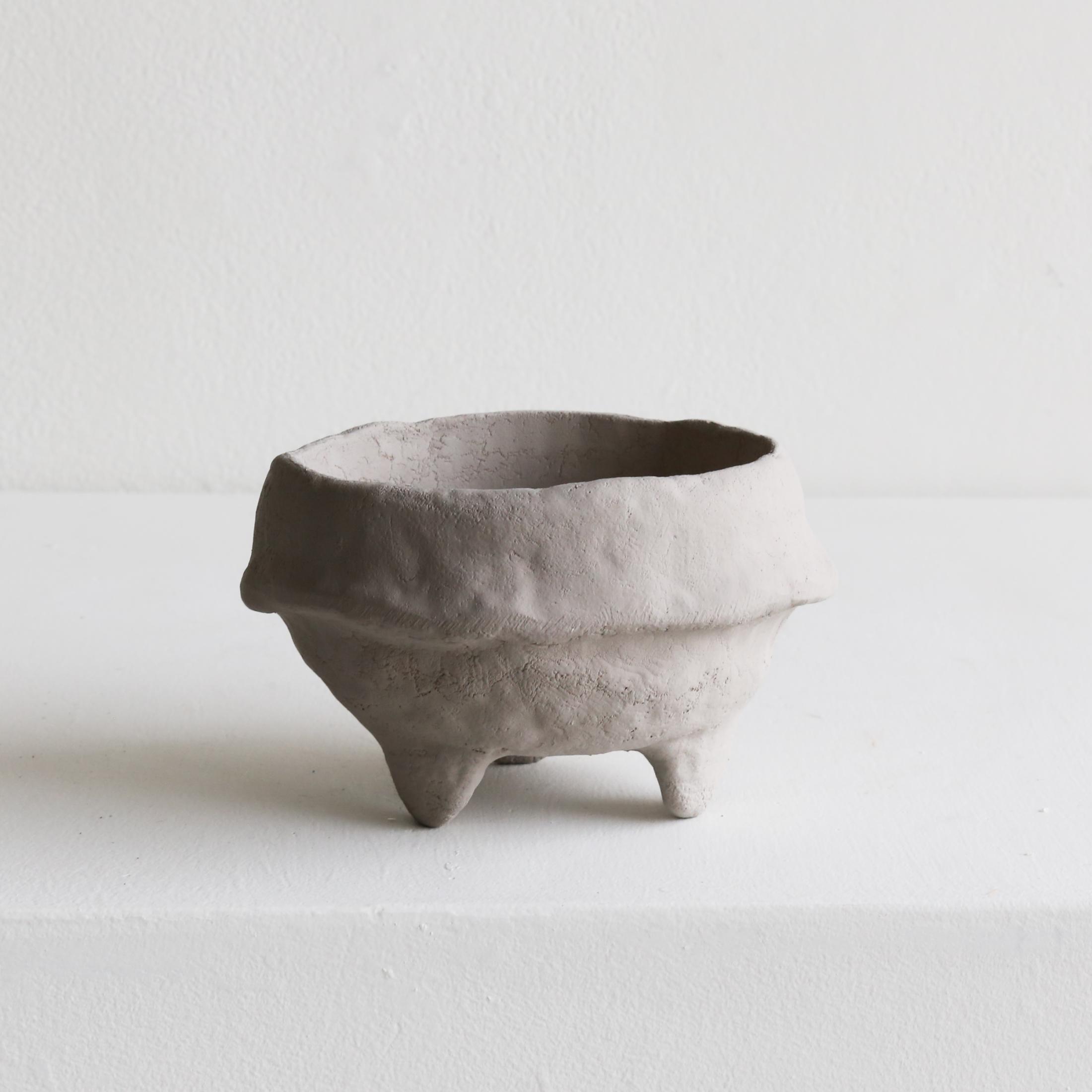 Fluted Paper Mache Bowl, Ivory main image 0