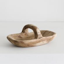 Eucalyptus Wood Carved Foraging Basket on white