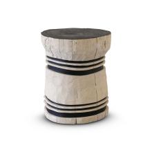 Javanese Teak Lesung Stool Natural Body Charcoal Carving by Furniture