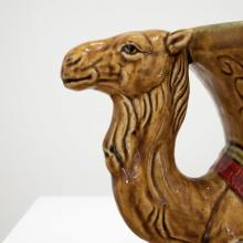 Mid-Century Japanese Glazed Majolica-Style Ceramic Camel Vessel, circa 1960s by Accessories